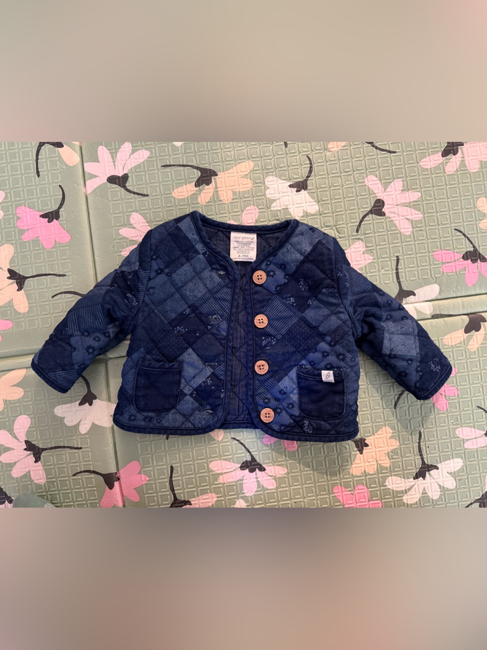 Toddler Quilted Navy Patchwork Puffer Jacket - Carter's